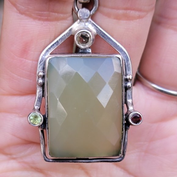 Stunning artisan handmade 925 sterling silver cushion cut chacelodony w/quartz - Picture 2 of 16